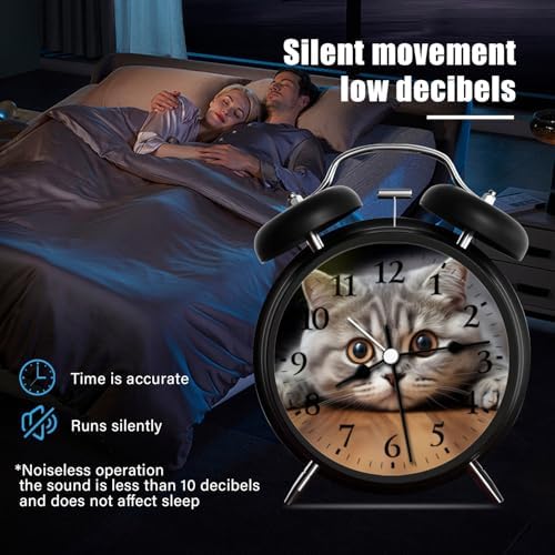 Analog Alarm Clock with Night Light and Silent Movement