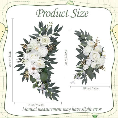 White Wedding Arch Flowers 2PCS Artificial Floral Swag