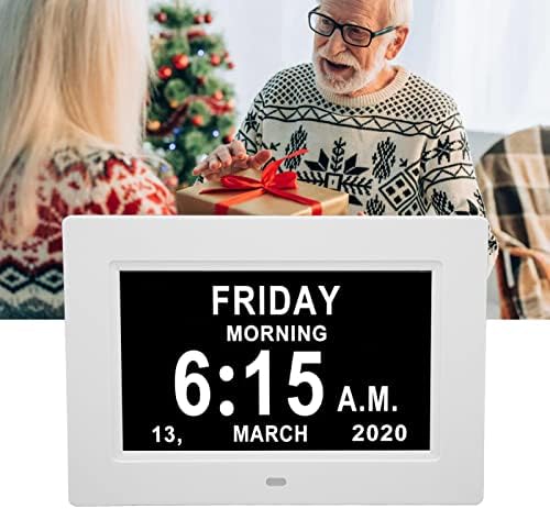 Tangxi 7 Inch Auto Dimmable Digital Day Clock with 8 Languages