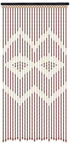Eapmic Wood Beaded Curtain 27 Lines Coffee White 90x175 cm