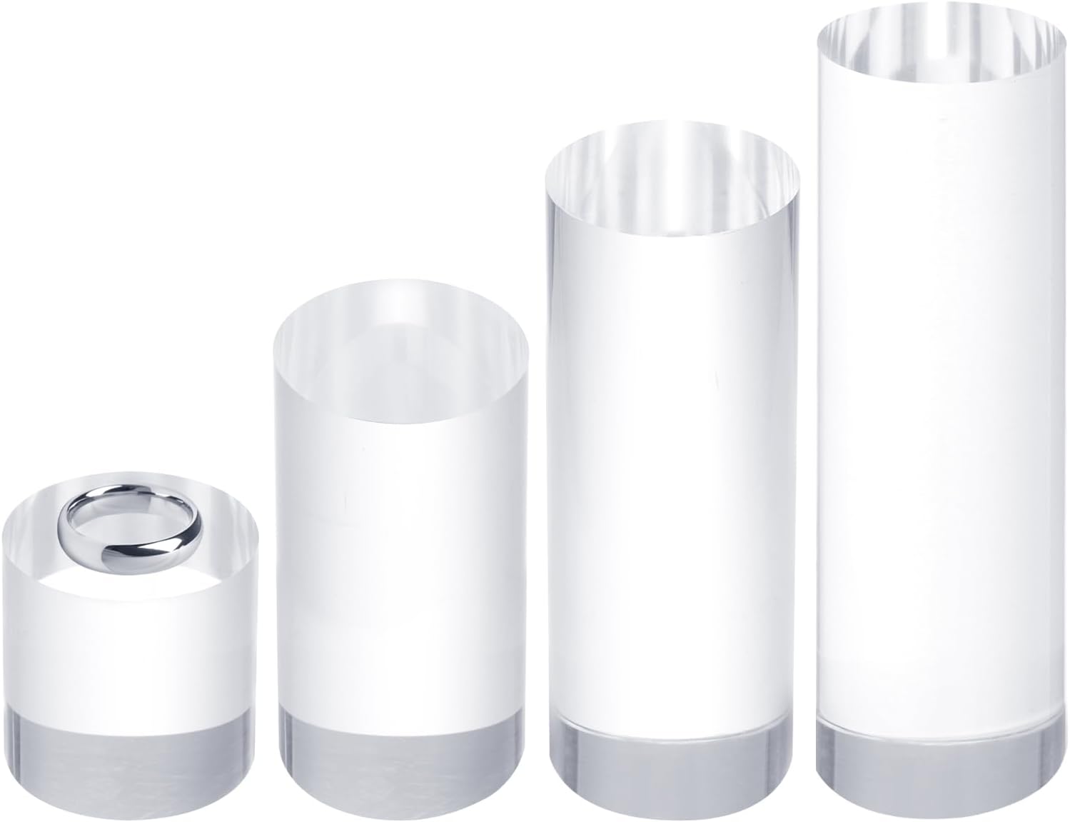 Uxcell 4pcs Acrylic Cylinder Display Blocks Clear Jewelry Stand