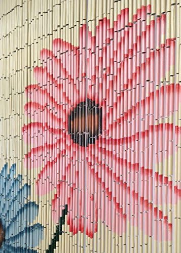 Wood Beaded Curtain - 90 Strands - Boho Door Beads - Handmade Hand Painted