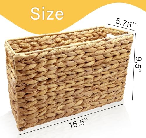 Hand-Woven Magazine Holder Water Hyacinth Basket for Storage