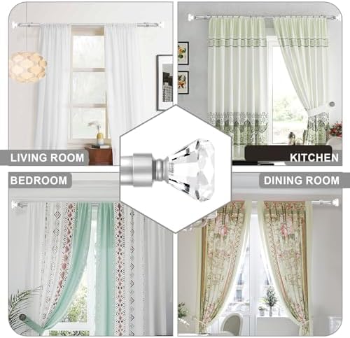 Orger Stain Nickel Crystal Curtain Rod for Windows 30 to 54