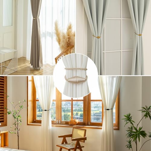 Contoeey Magnetic Curtain Tiebacks 2 Pack Outdoor Holdbacks