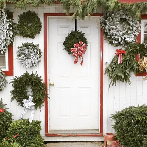 Adjustable Wreath Hanger for Front Door 15-25 Inches Black