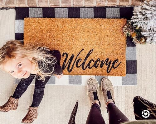 KOZYFLY Buffalo Plaid Area Rug 2x3ft Black White Checkered Mat