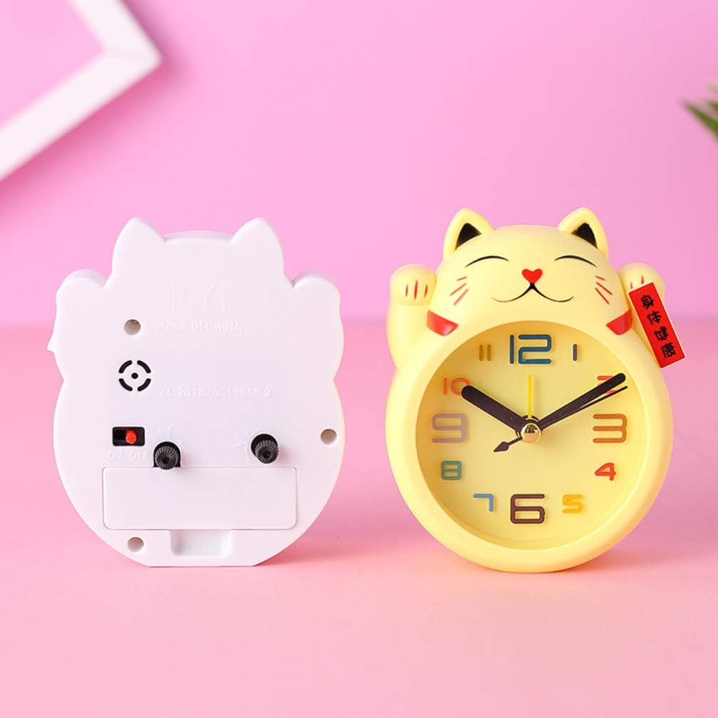 BESPORTBLE Lucky Cat Desk Clock Alarm Clock White