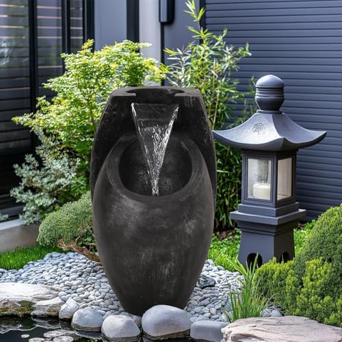Modern Two-Tier Waterfall Fountain for Indoor Outdoor