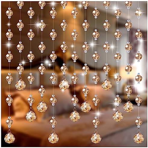 GVILTY Gold Crystals Beaded Curtain Door Decor 90x120cm