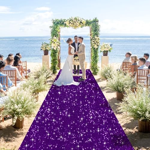 4ft x 20ft Purple Glitter Aisle Runner for Wedding and Party