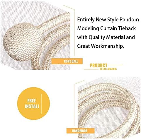 NYDECOR Beige Curtain Tiebacks 2 Pack Woven Rope Holdbacks