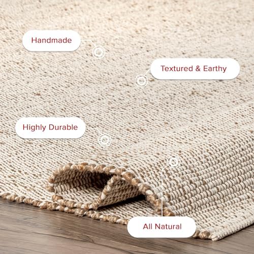 nuLOOM 26 x 10 Handwoven Jute Cotton Area Rug Natural Farmhouse Style