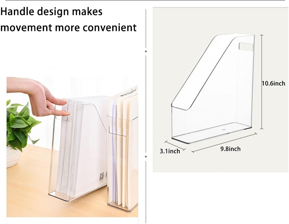 Acrylic Magazine Holder 2PCS Clear Book Organizer with 3pcs Silicone Bookmarks