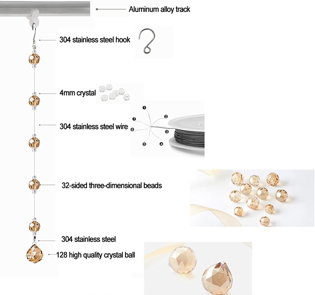 ZHOUXIAO 25 Strands Crystal Room Divider Curtains
