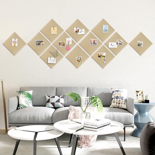 Large Felt Cork Board Tiles 12 Packs 12x12 Dark Camel