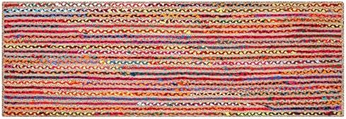 Hausattire Bohemian Braided Runner Rug 2x6 Multi Color