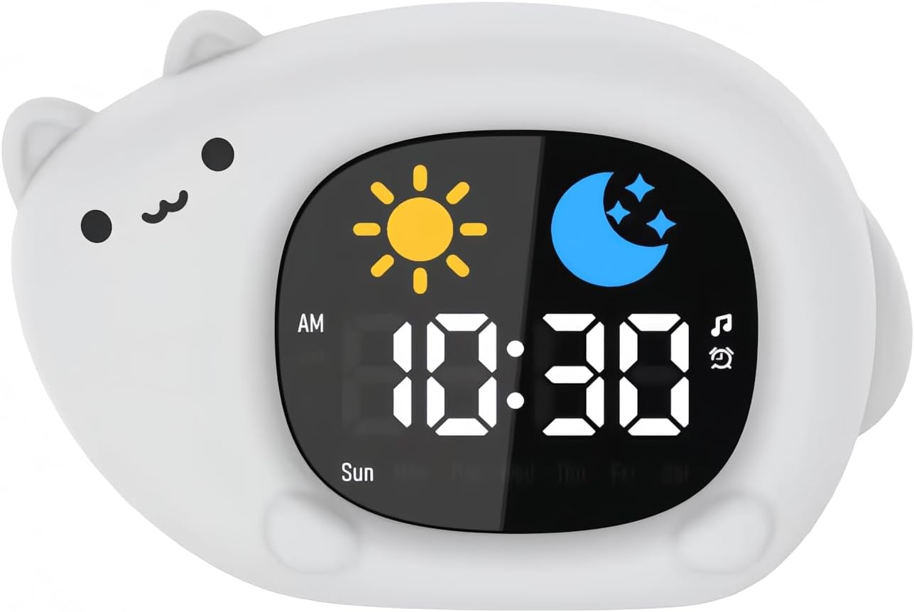 Kids Sleep Training Clock with Night Light and Sounds