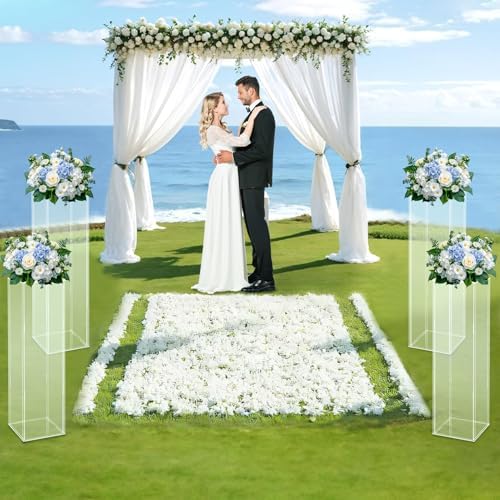 2PCS Clear Acrylic Cube Pedestal Display Stand