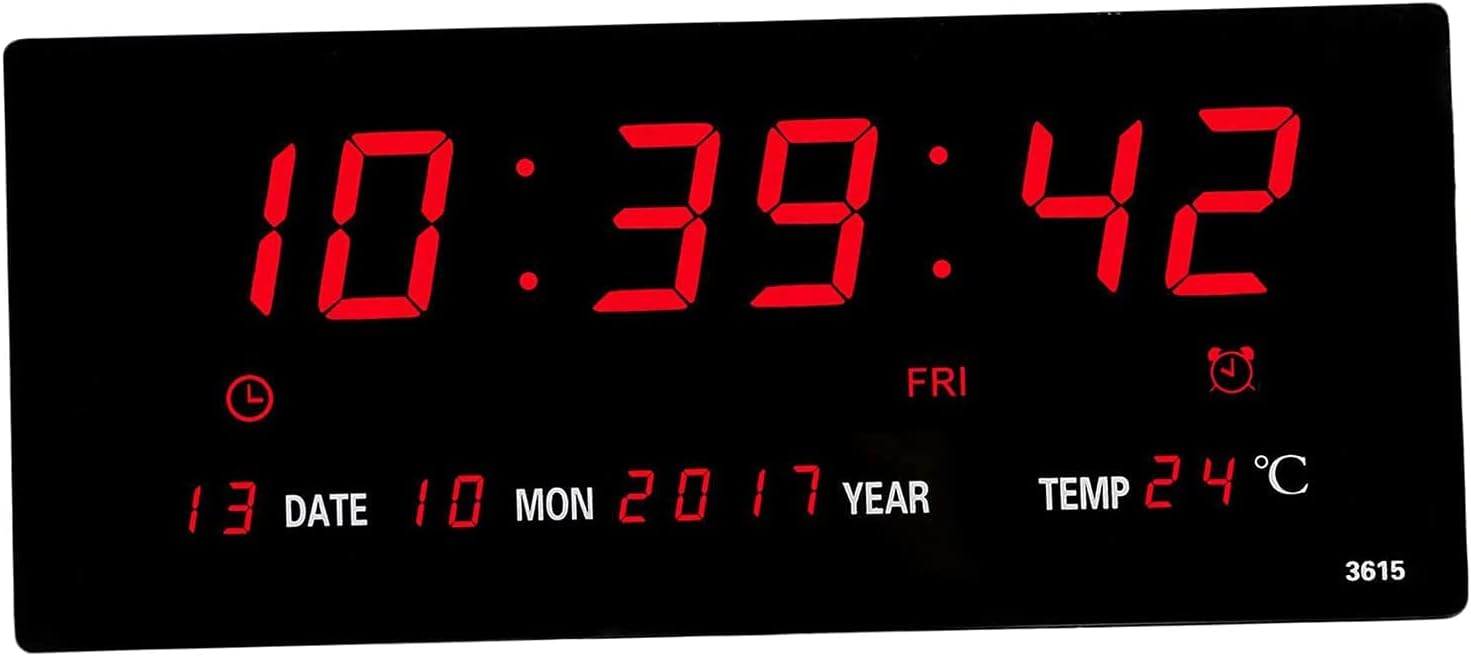 LED Wall Clock with Digital Display and Alarm Features