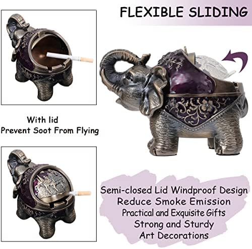 Gusnilo Elephant Ashtray with Lid - Purple
