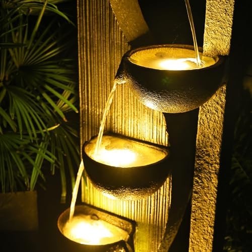 Sunlinua 5-Tier Large Water Fountain with LED Lights and Pump