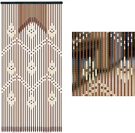 Wood Beaded Curtain 32 Lines Bohemian Door Divider Panel Coffee