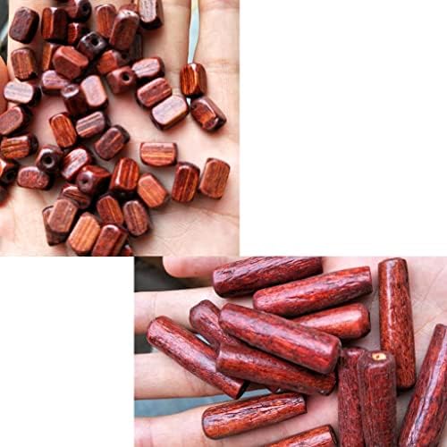 ZHOUXIAO 90 Strands Handmade Wood Beaded Curtain with Rods