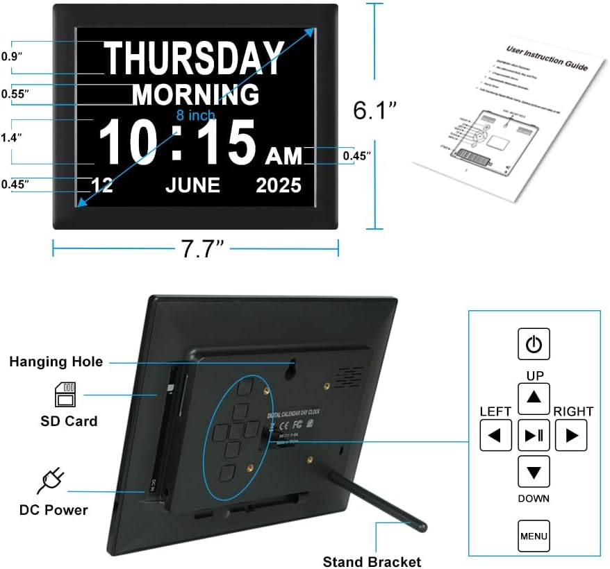 Jaihonda 8 Alarm Dementia Clock with Day Date Display