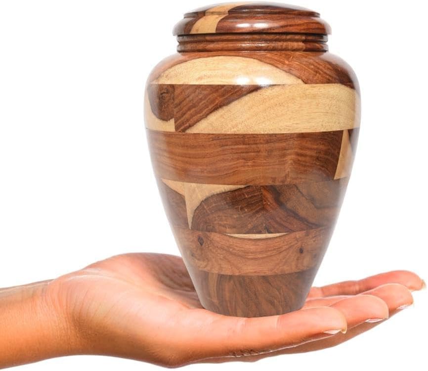 Small Wooden Cremation Urn - Handcrafted Memorial for Human and Pet Ashes