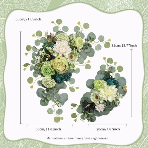 Odouzy Dark Green Artificial Wedding Arch Flowers Set of 2