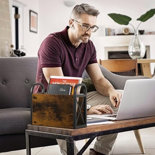 Yinmit Magazine Holder with X-Shaped Frame and Metal Base