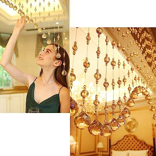 GVILTY Yellow Crystals Beaded Curtain Door Divider