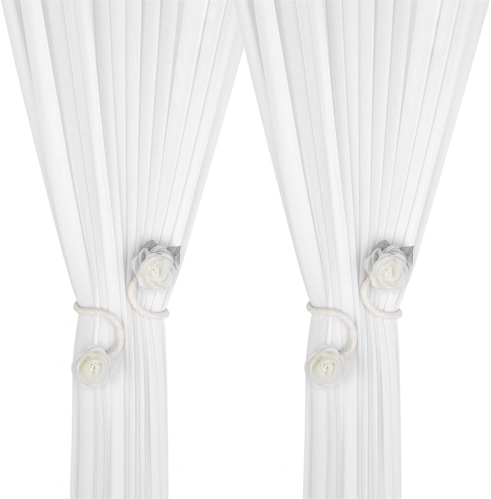 Handmade Artificial Rose Flower Curtain Holdbacks - Beige