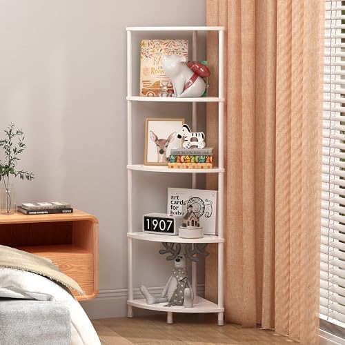 Greatseas 5 Tier Marble White Corner Shelf Stand