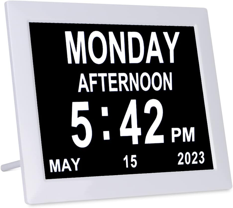 8 Inch Digital Day Dementia Clock for Seniors with Medication Reminders