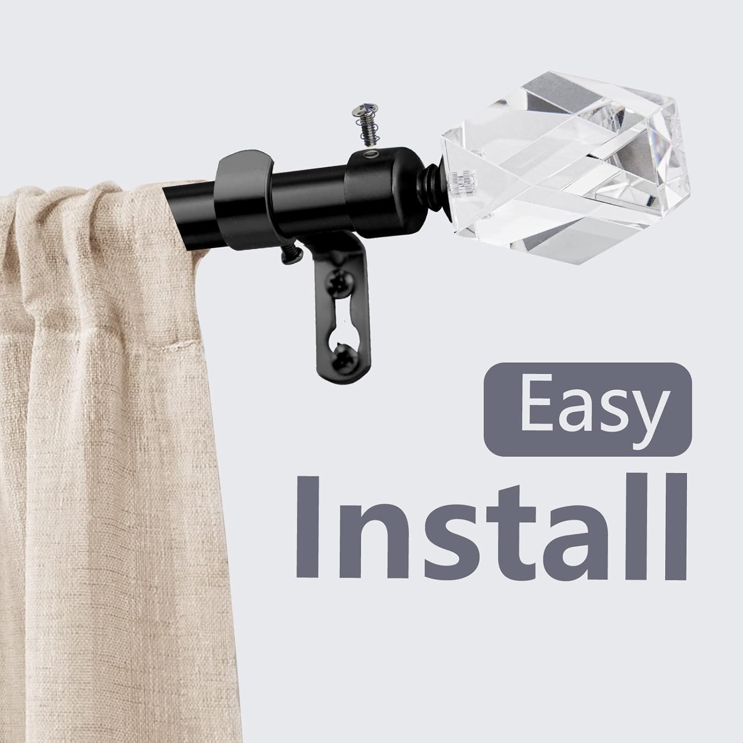 SOMINS 34 Inch Adjustable Curtain Rods Black 72-144 In