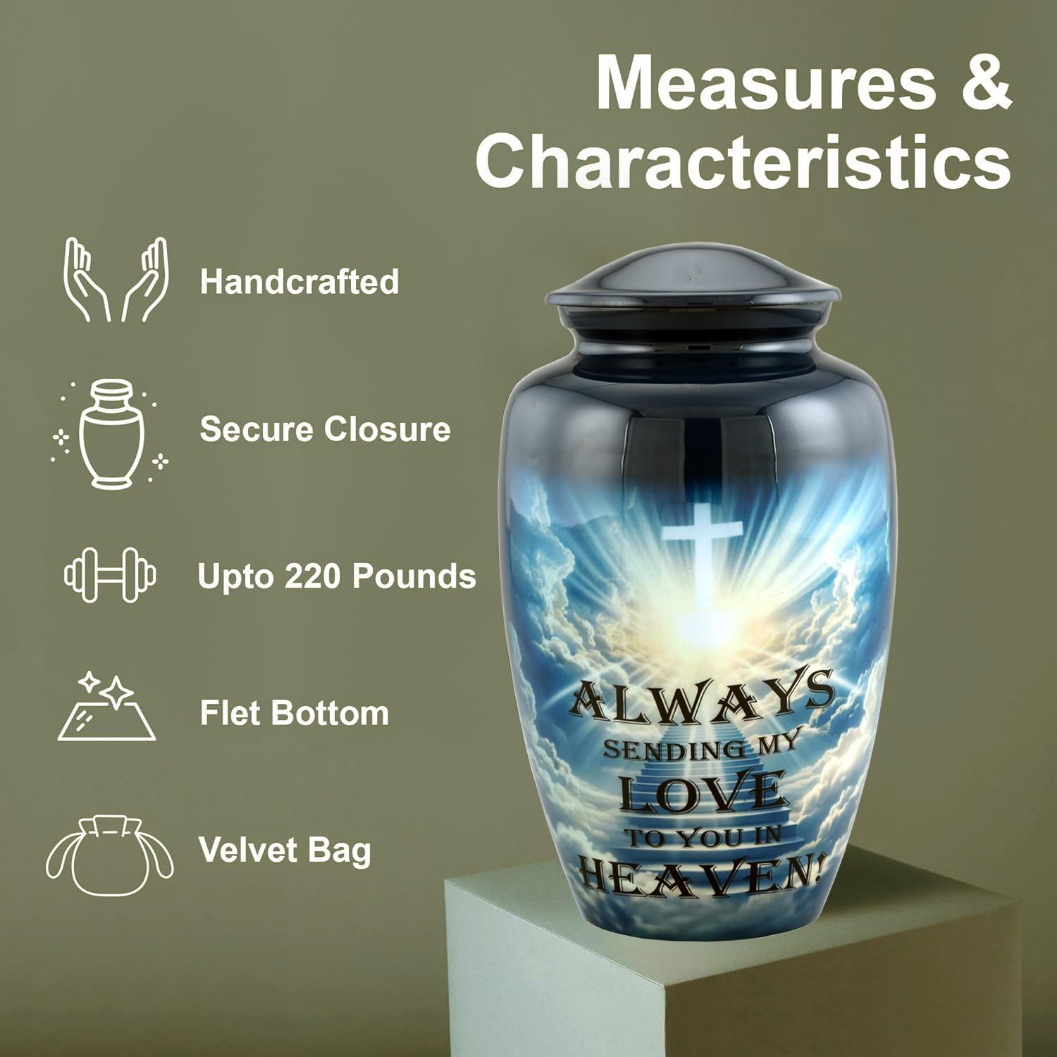 Heaven Urn With Velvet Bag for Adult Ashes