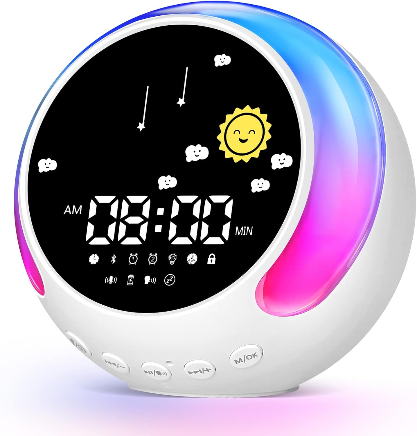 Kids Alarm Clock with Touch Night Light and Bluetooth Speaker