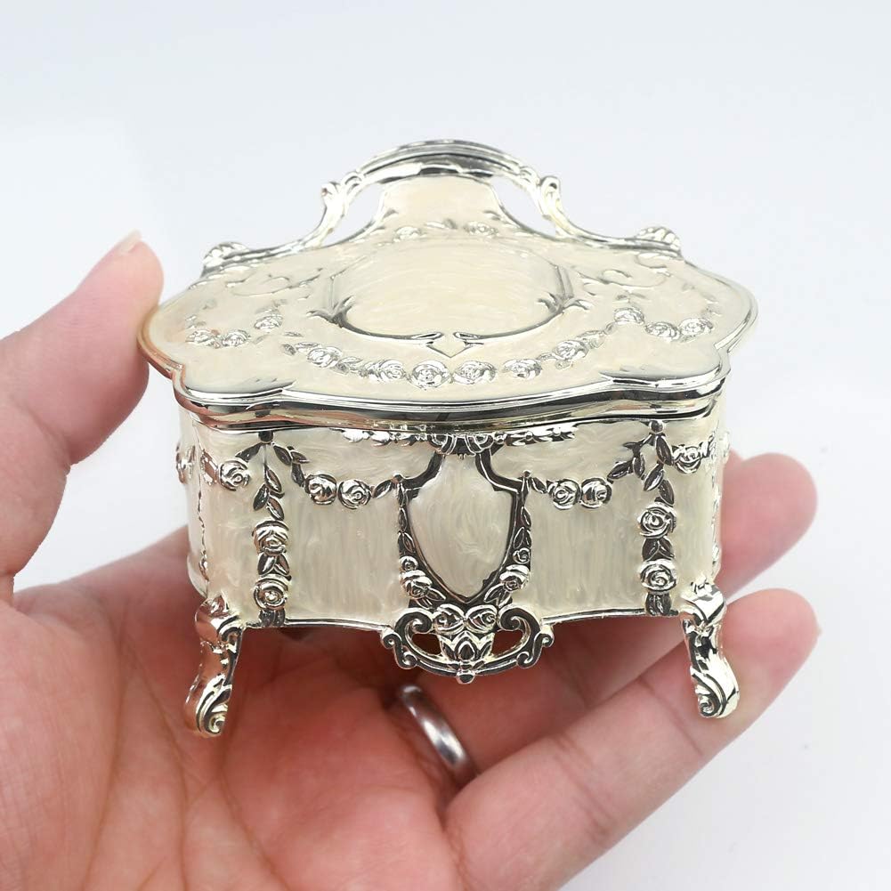 ROSIKING Embossed Alloy Music Box Wind Up Antique Gift