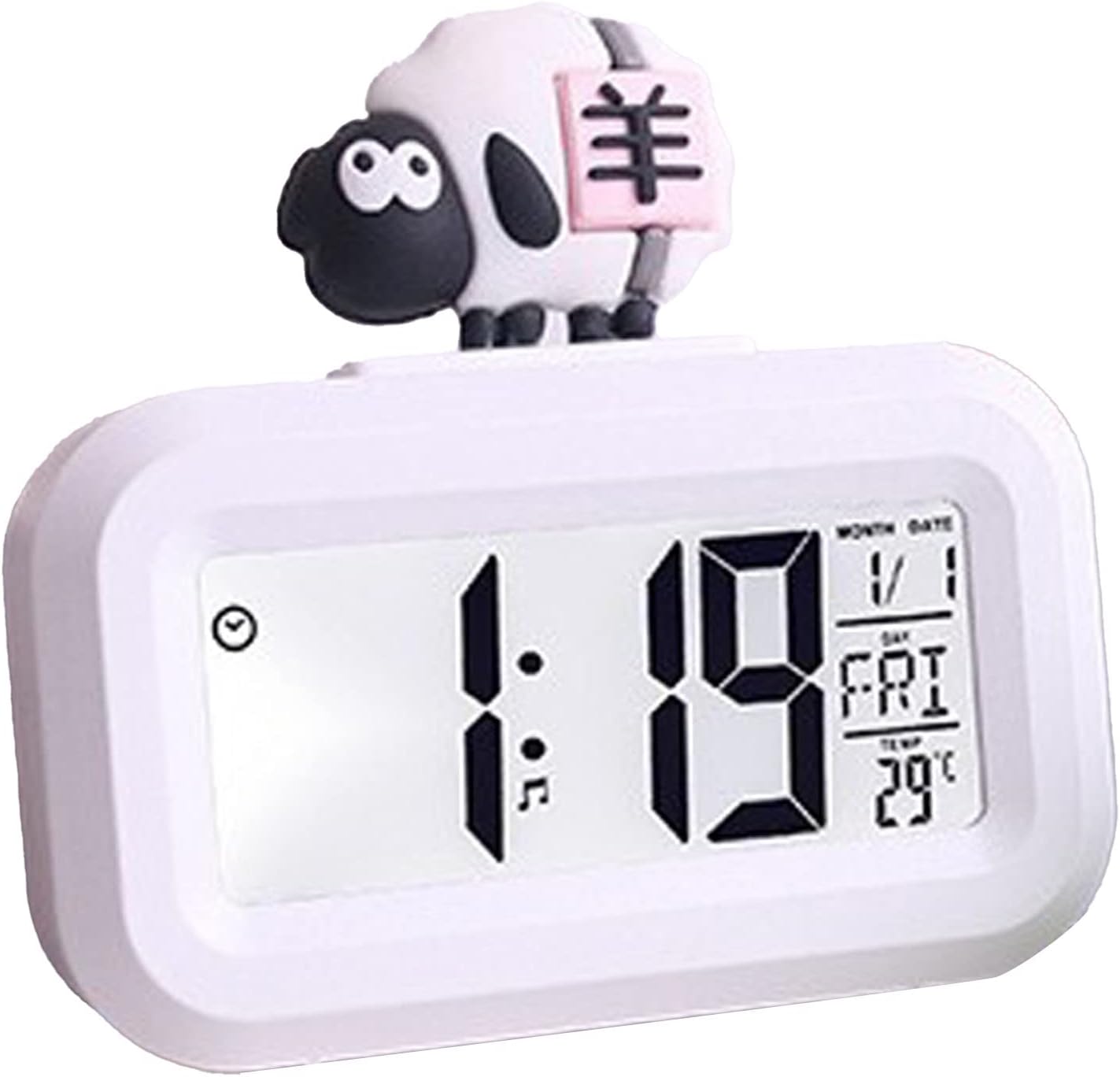 Cute Pink Pig White Sheep Shape Digital Alarm Clock