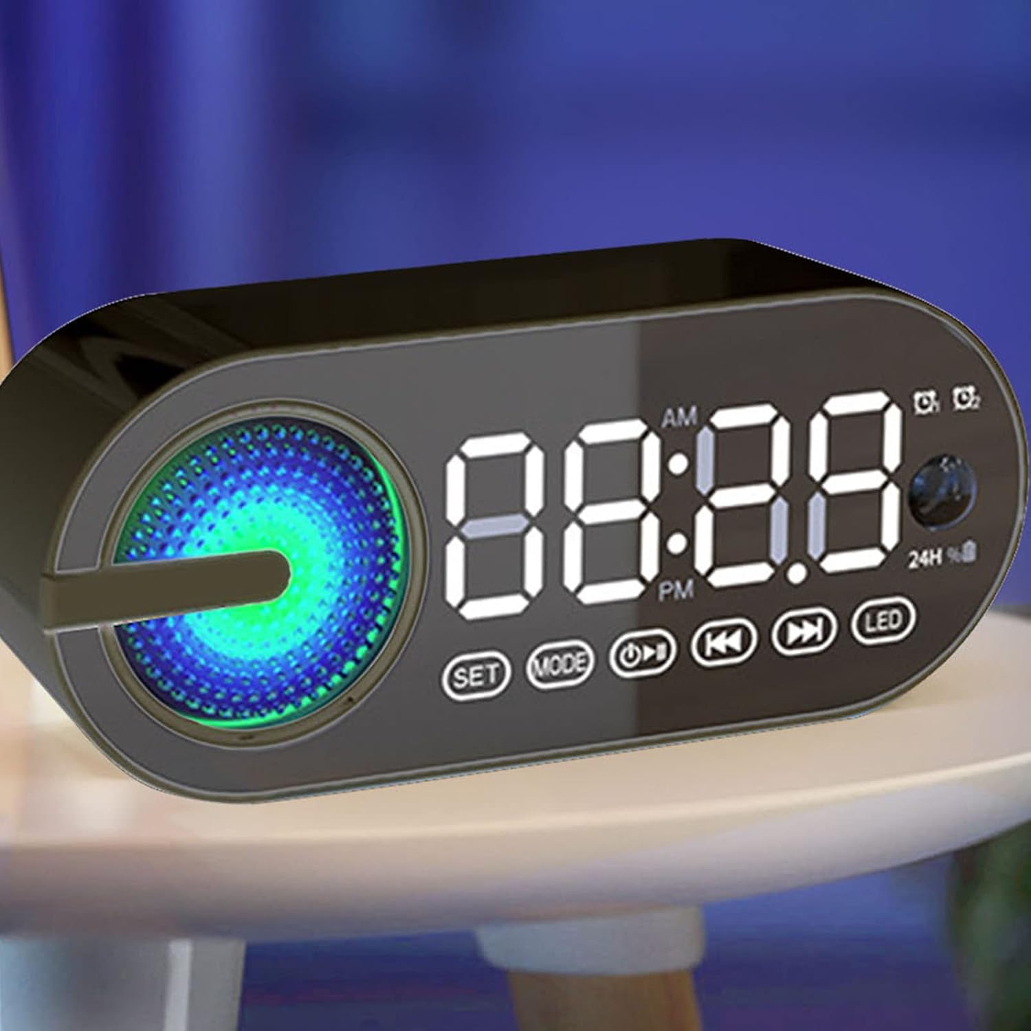 Bluetooth Speaker with Mirror Display and Dual Alarm Mode