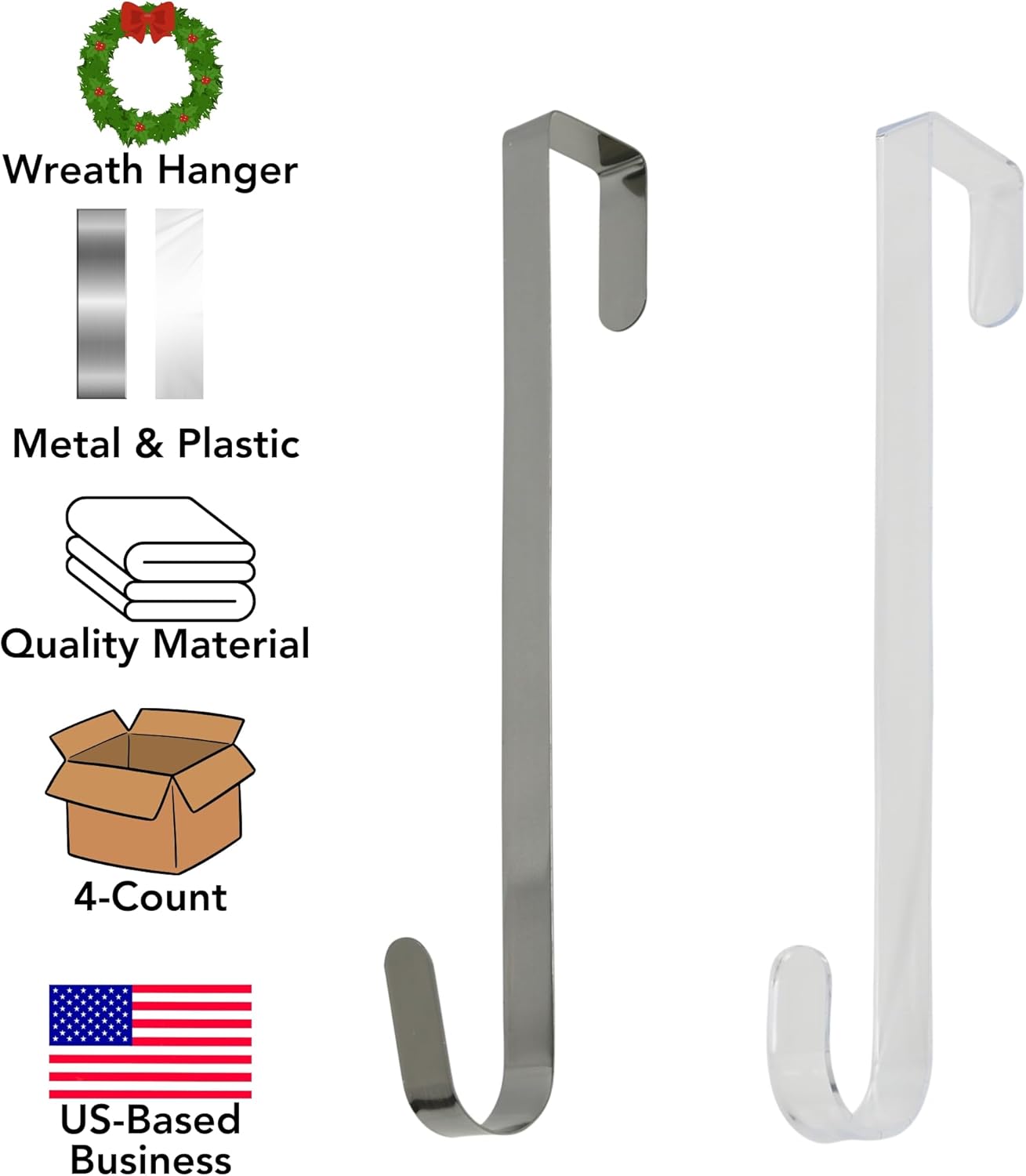 Iconikal 4 Pack Wreath Hangers 13 Inch 10 lb Capacity