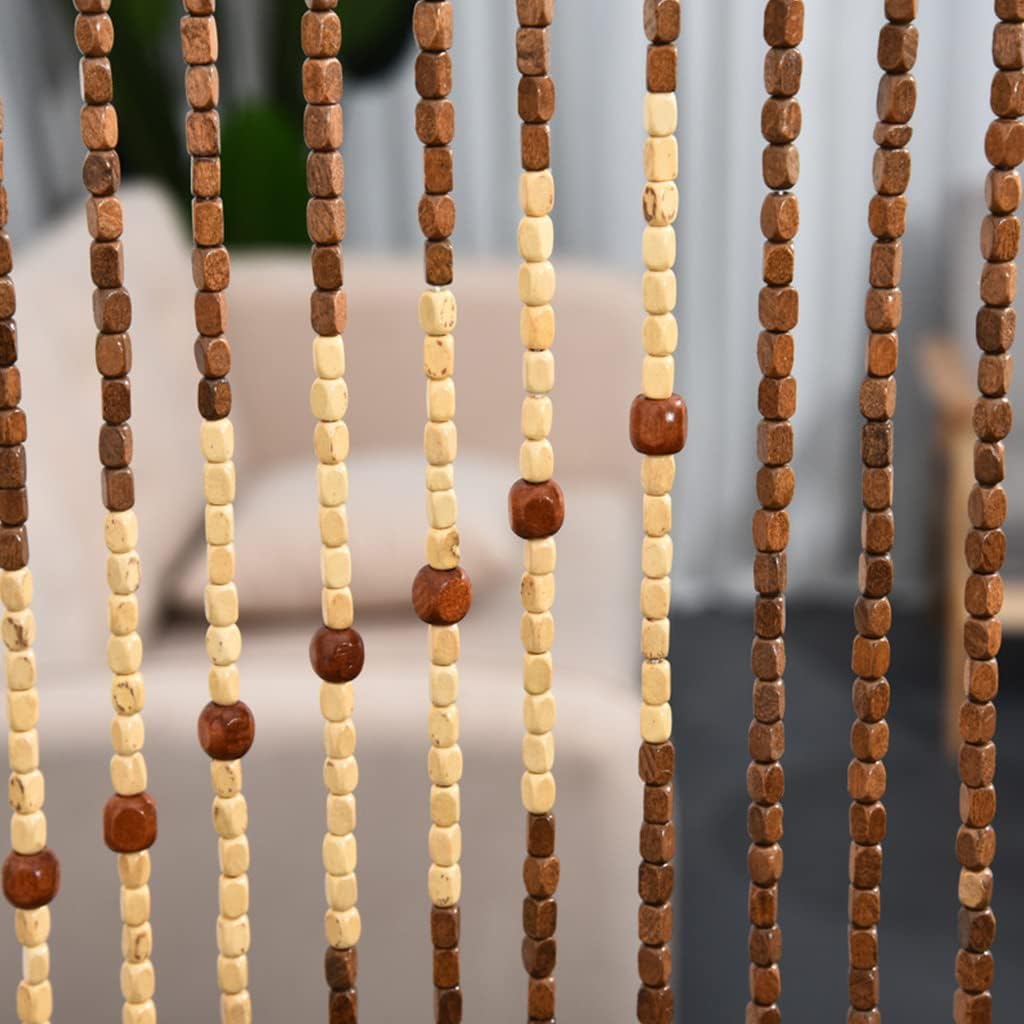 ZHOUXIAO Handcrafted Wood Beaded Curtain Door Divider