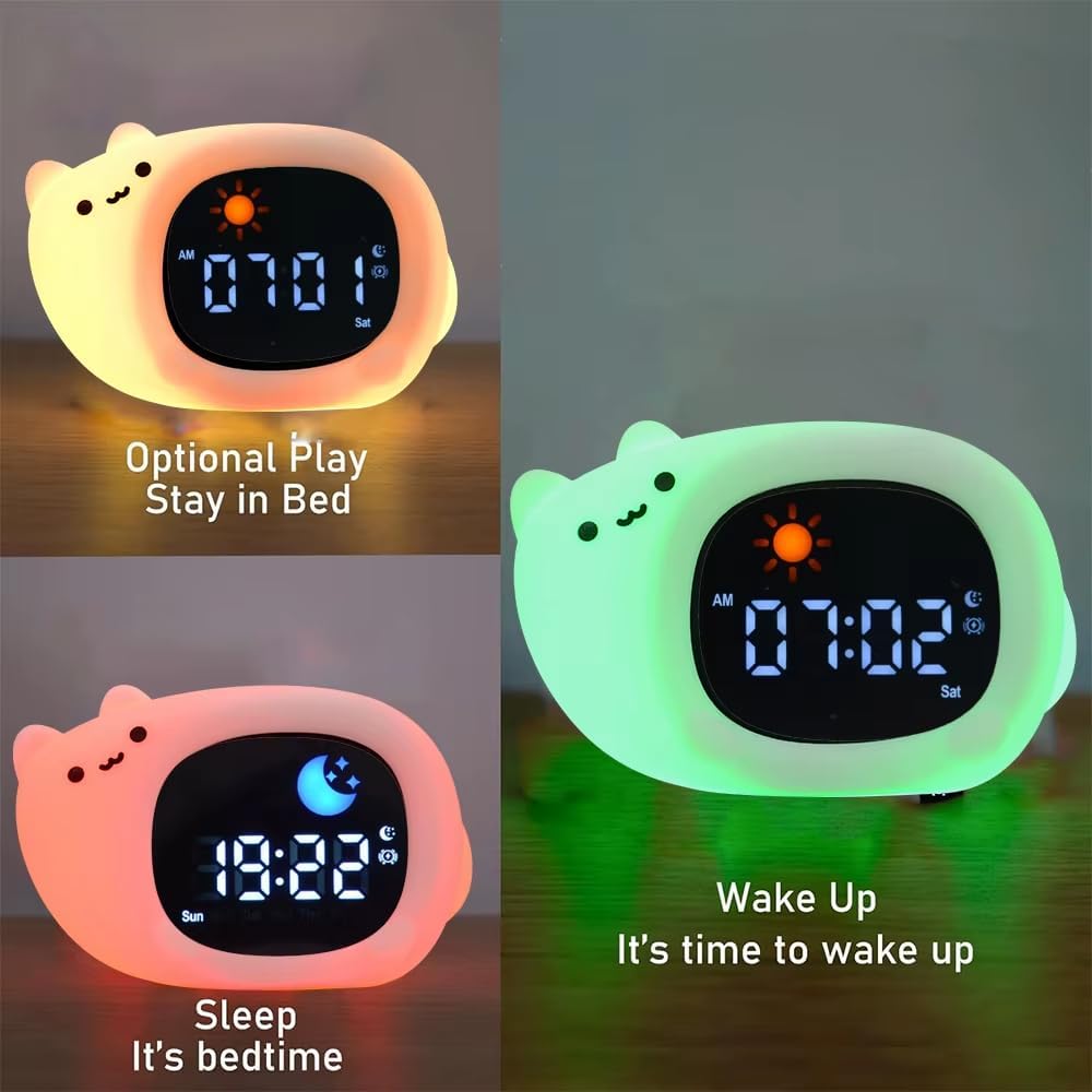 Kids Sleep Training Clock with Night Light and Sounds