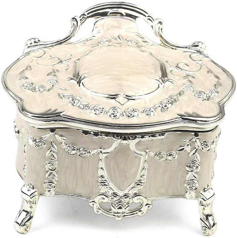 ROSIKING Embossed Alloy Music Box Wind Up Antique Gift