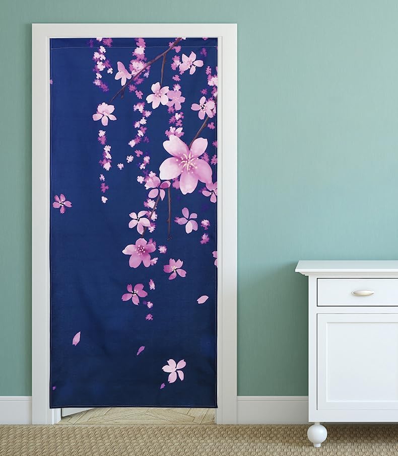 Noren Doorway Curtain with Cherry Blossom Sakura Design