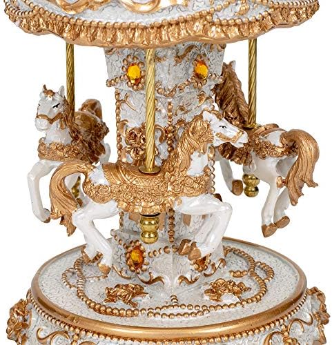 Elanze Designs Gilded Gold Tone Horse Musical Carousel 10 Inch
