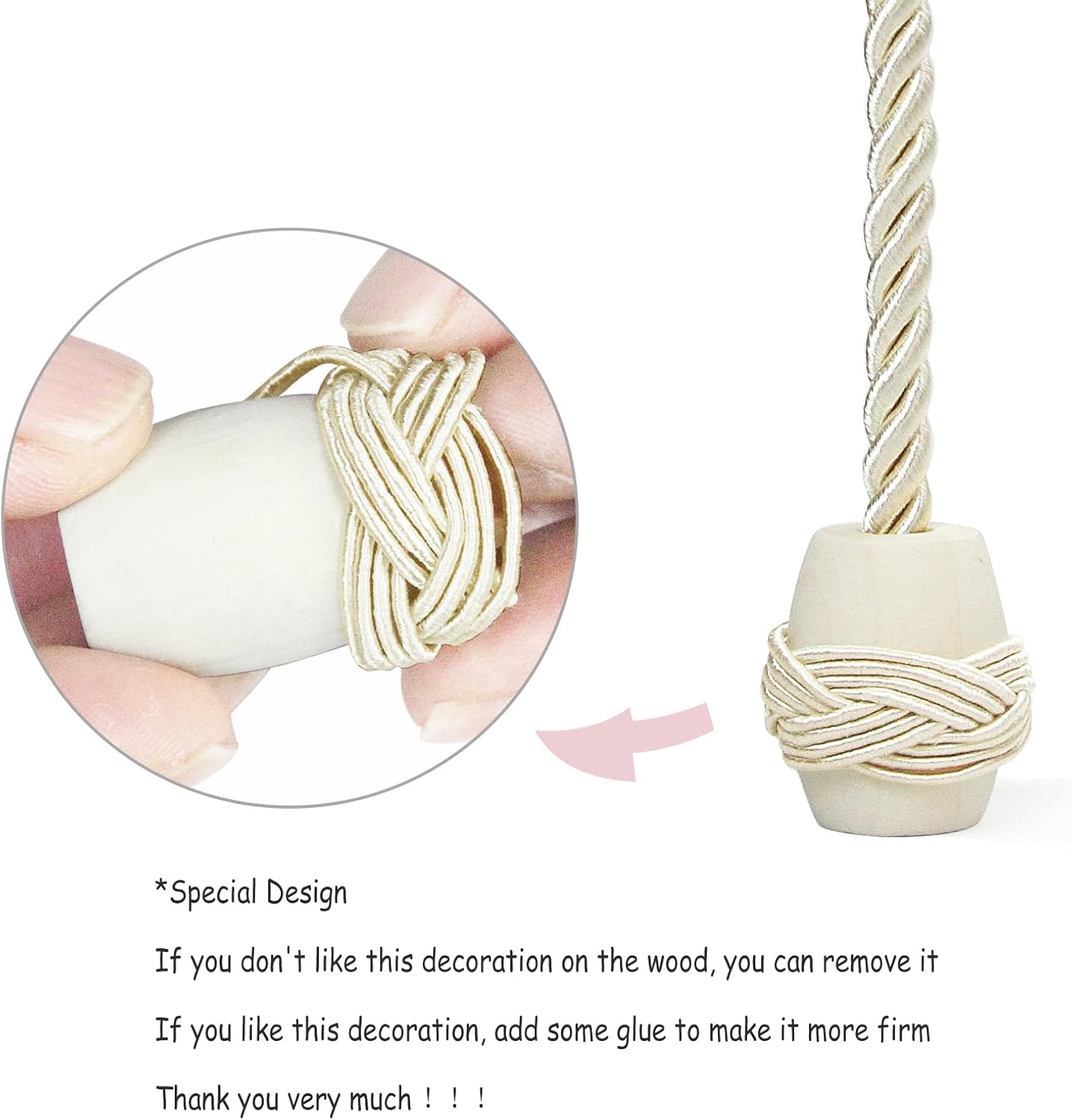 Hangtty Magnetic Curtain Tiebacks 4Pack Beige