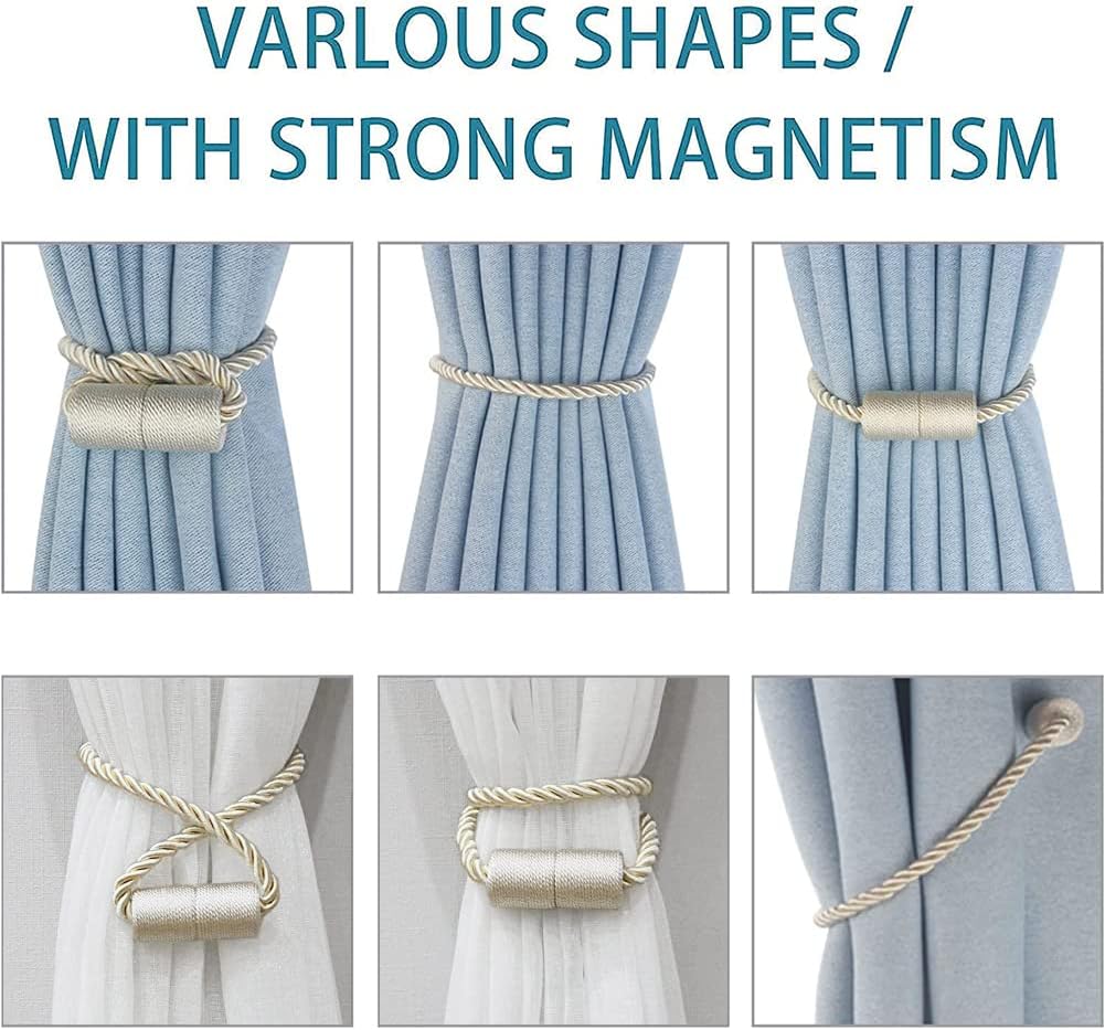 4 Pack Magnetic Curtain Tiebacks - Beige